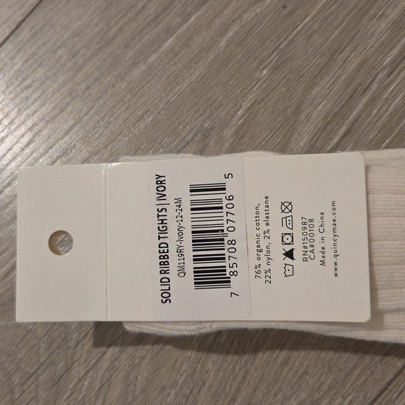 NWT- Quincy Mae Solid Ribbed Tights Ivory - Picture 2 of 2